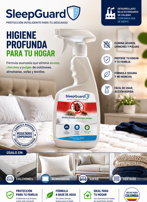 🛡️ SleepGuard™ Spray Antiácaros – Elimina hasta el 99.9% de ácaros en colchones y almohadas